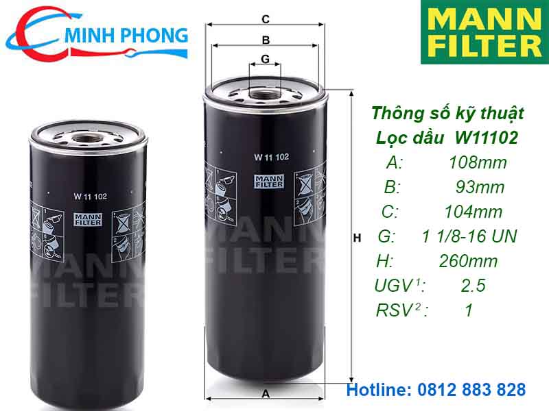 loc dau w11102,loc dau may nen khi, lọc dầu máy nén khí, phụ tùng máy nén khí, phu tung may nen khi, lọc nhớt máy nén khí, loc nhot may nen khi, compressor oil filter