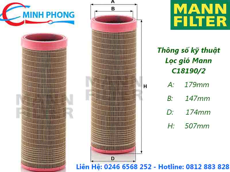 loc gio CF18190/2,loc gio may nen khi, lọc gió máy nén khí, phụ tùng máy nén khí, phu tung may nen khi, lọc khí máy nén khí, loc khi may nen khi, compressor air filter